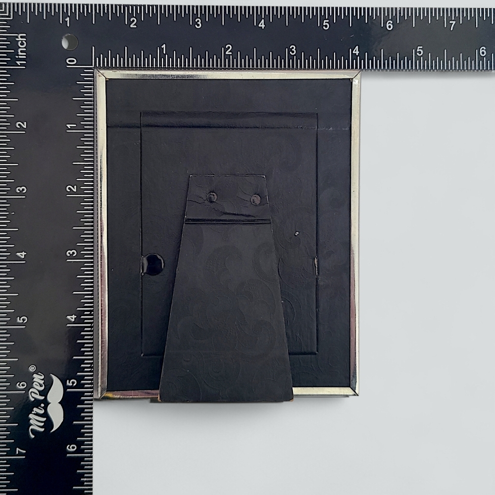 Art Deco Reverse Painted Picture Frame 4x5 Silver Fits 2x3 Photo Portrait Easel - Picture 8 of 9
